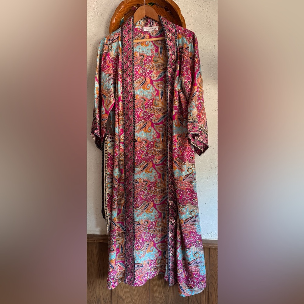 chelsea & theodore paisley boho kimono cardigan size small
